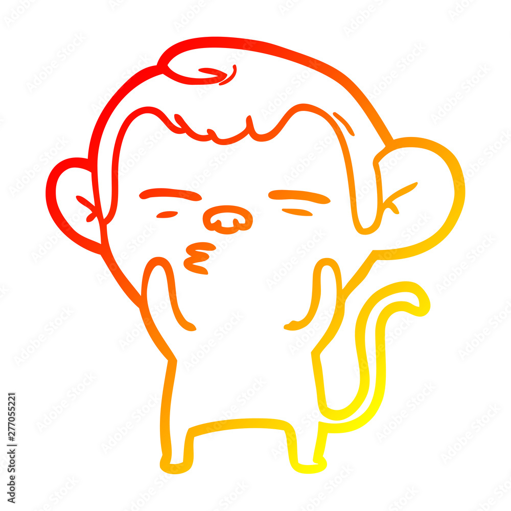 warm gradient line drawing cartoon suspicious monkey warm gradient line drawing cartoon suspicious monkey
