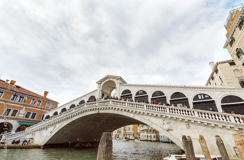 View on Rialto bridge from Grand canal