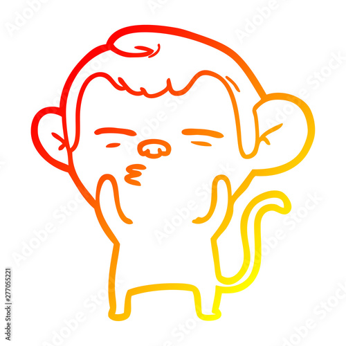 warm gradient line drawing cartoon suspicious monkey