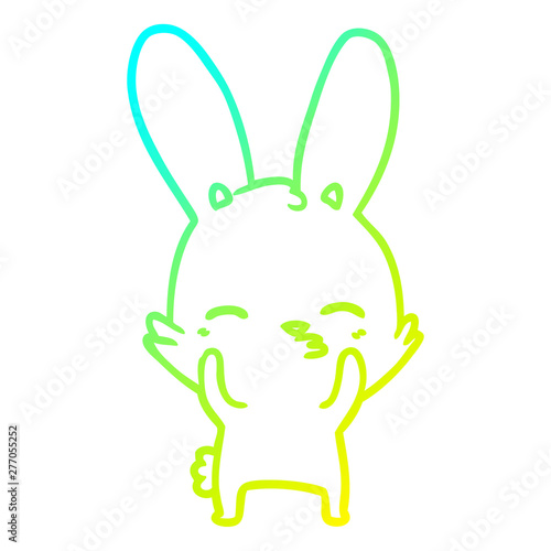 cold gradient line drawing curious waving bunny cartoon