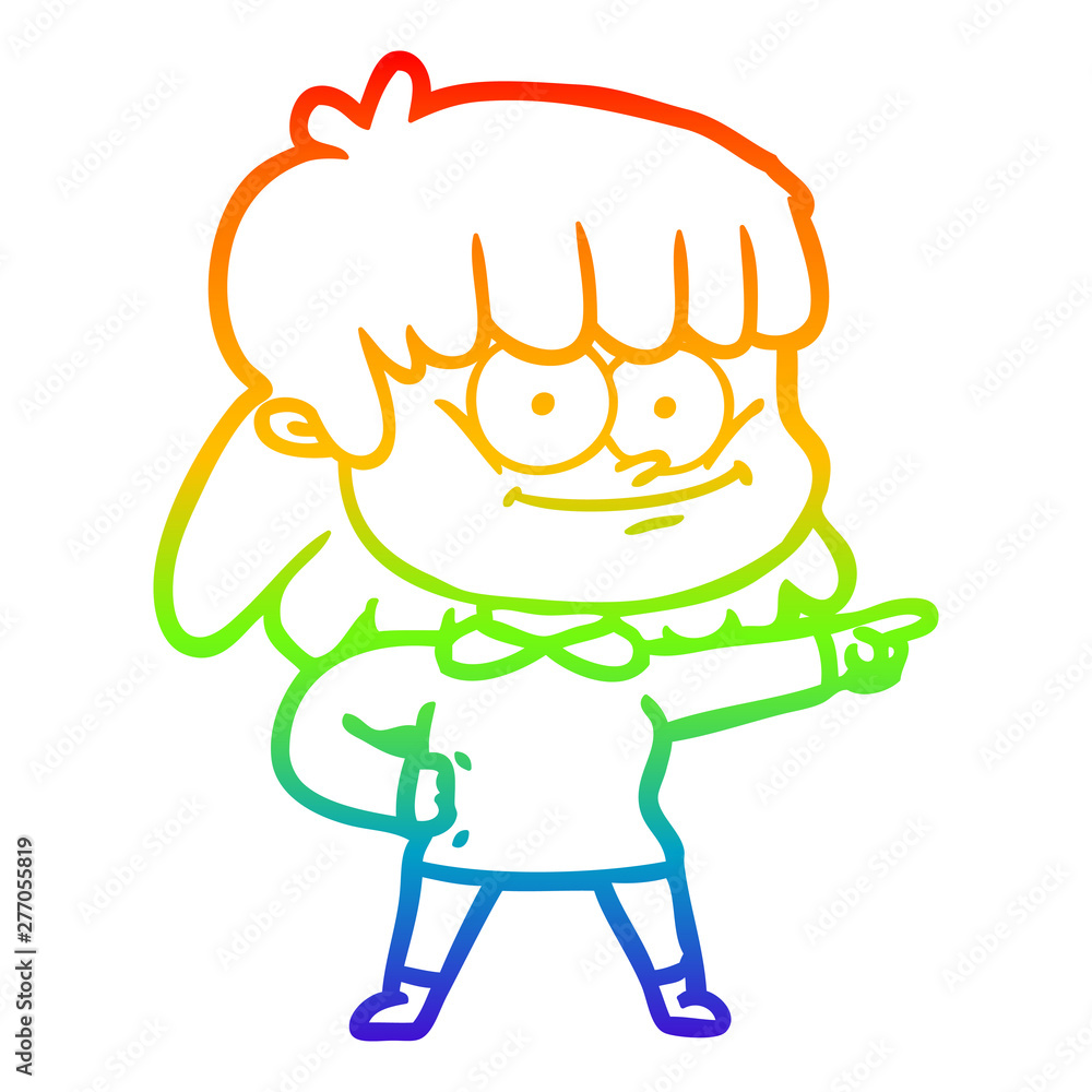 rainbow gradient line drawing cartoon girl smiling rainbow gradient line drawing cartoon girl smiling