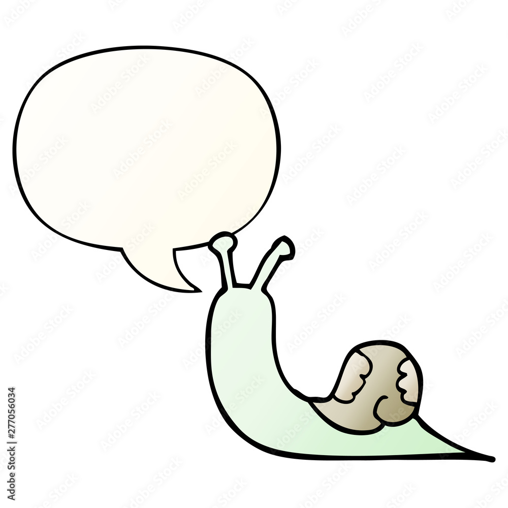 cartoon snail and speech bubble in smooth gradient style cartoon snail and speech bubble in smooth gradient style