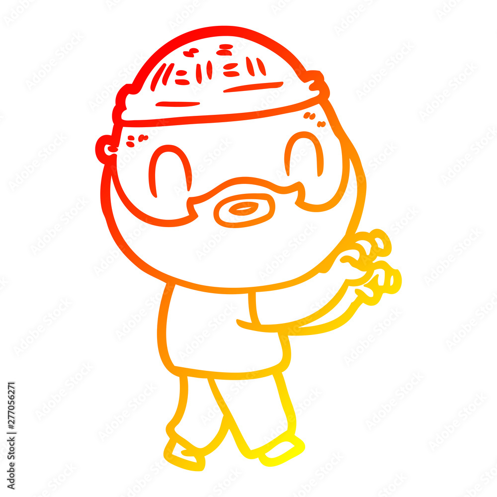warm gradient line drawing cartoon bearded man warm gradient line drawing cartoon bearded man