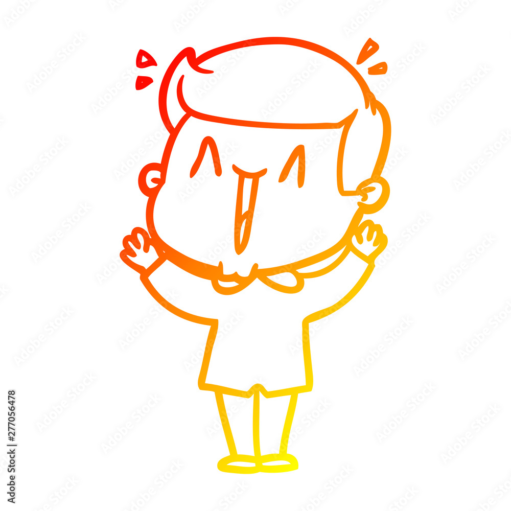 Obraz premium warm gradient line drawing cartoon excited man