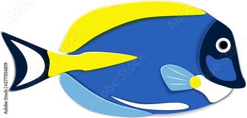 Reef fish in paper art style