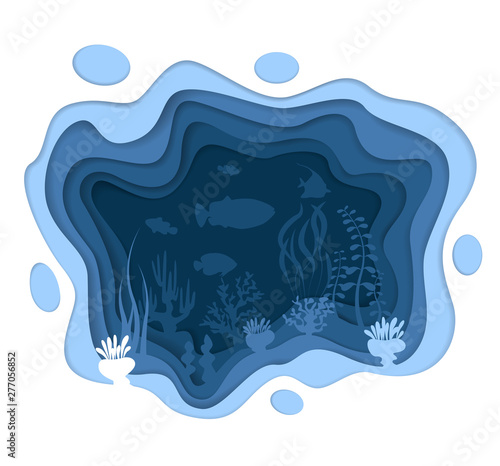 Underwater world design with coral reef fishes