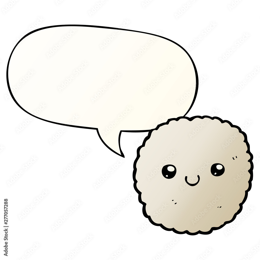 cartoon biscuit and speech bubble in smooth gradient style cartoon biscuit and speech bubble in smooth gradient style