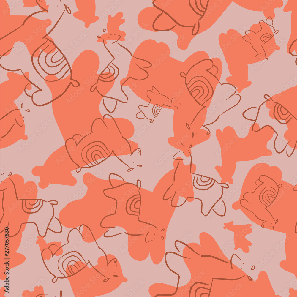 Naklejka premium llama silhouette seamless repeat pattern design