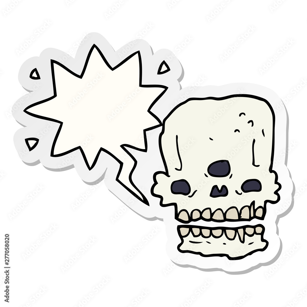 cartoon spooky skull and speech bubble sticker cartoon spooky skull and speech bubble sticker