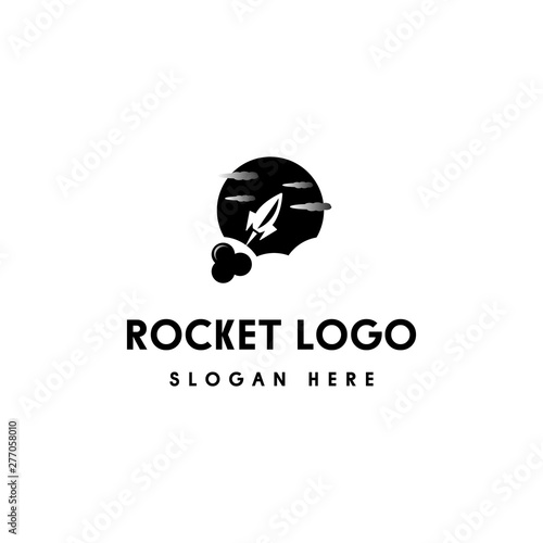 Vintage Retro Emblem Logo Design Rocket