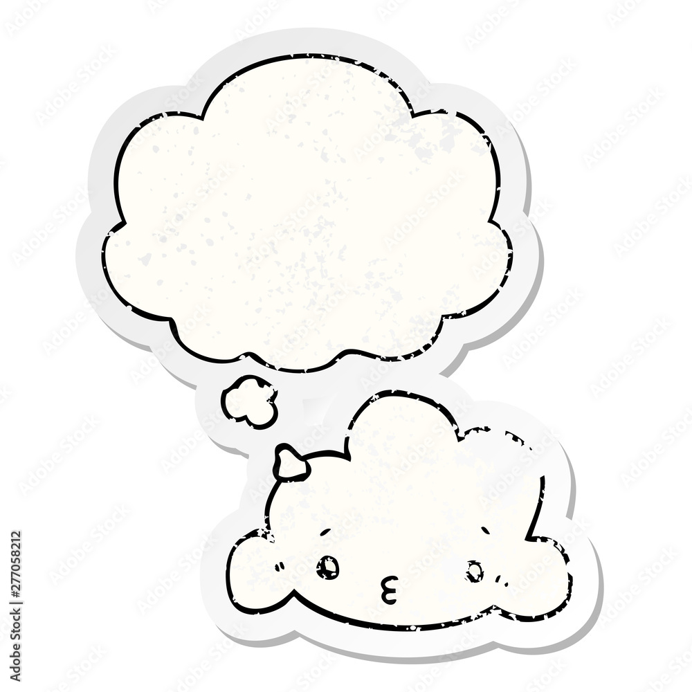 cute cartoon cloud and thought bubble as a distressed worn sticker cute cartoon cloud and thought bubble as a distressed worn sticker