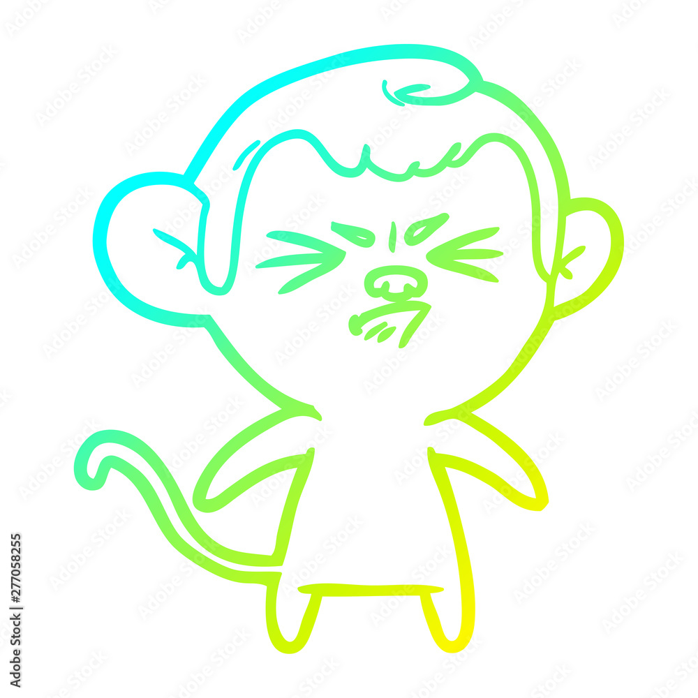 Fototapeta premium cold gradient line drawing cartoon angry monkey