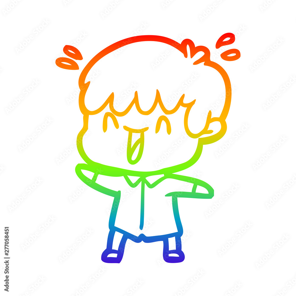 rainbow gradient line drawing cartoon laughing boy rainbow gradient line drawing cartoon laughing boy