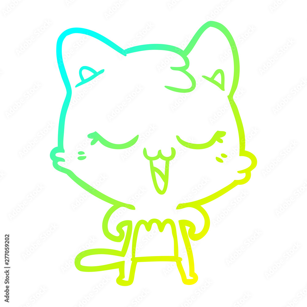 cold gradient line drawing happy cartoon cat cold gradient line drawing happy cartoon cat