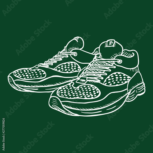 Vector Chalk Sketch Illustration - Pair of Running Shoes