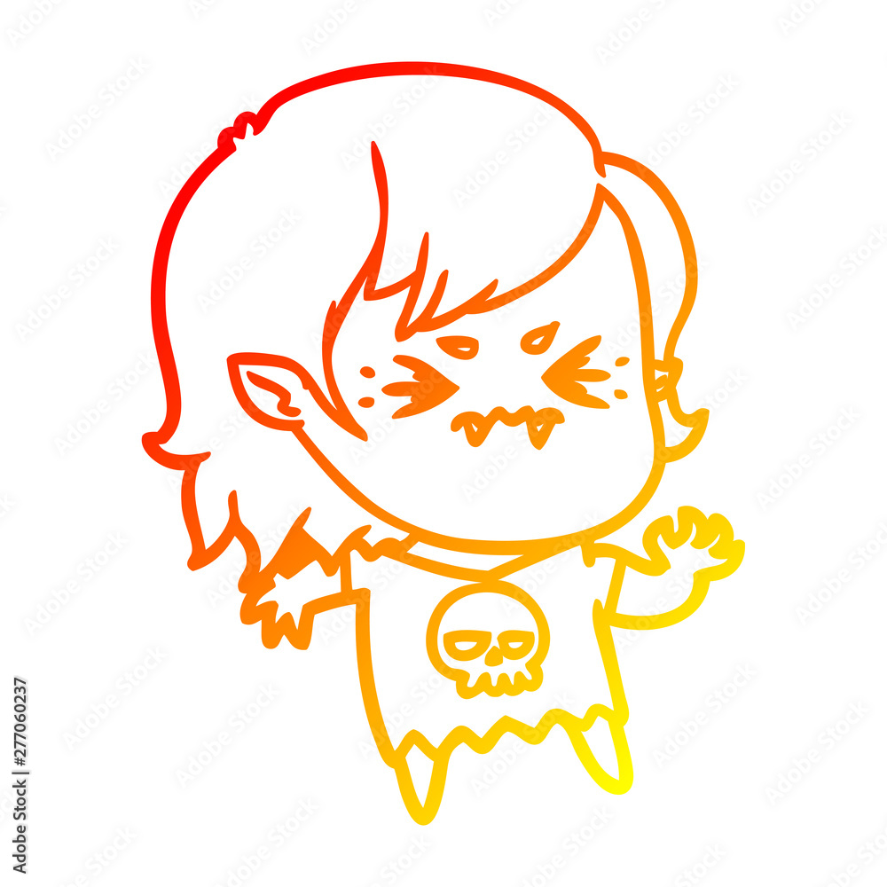 warm gradient line drawing annoyed cartoon vampire girl warm gradient line drawing annoyed cartoon vampire girl