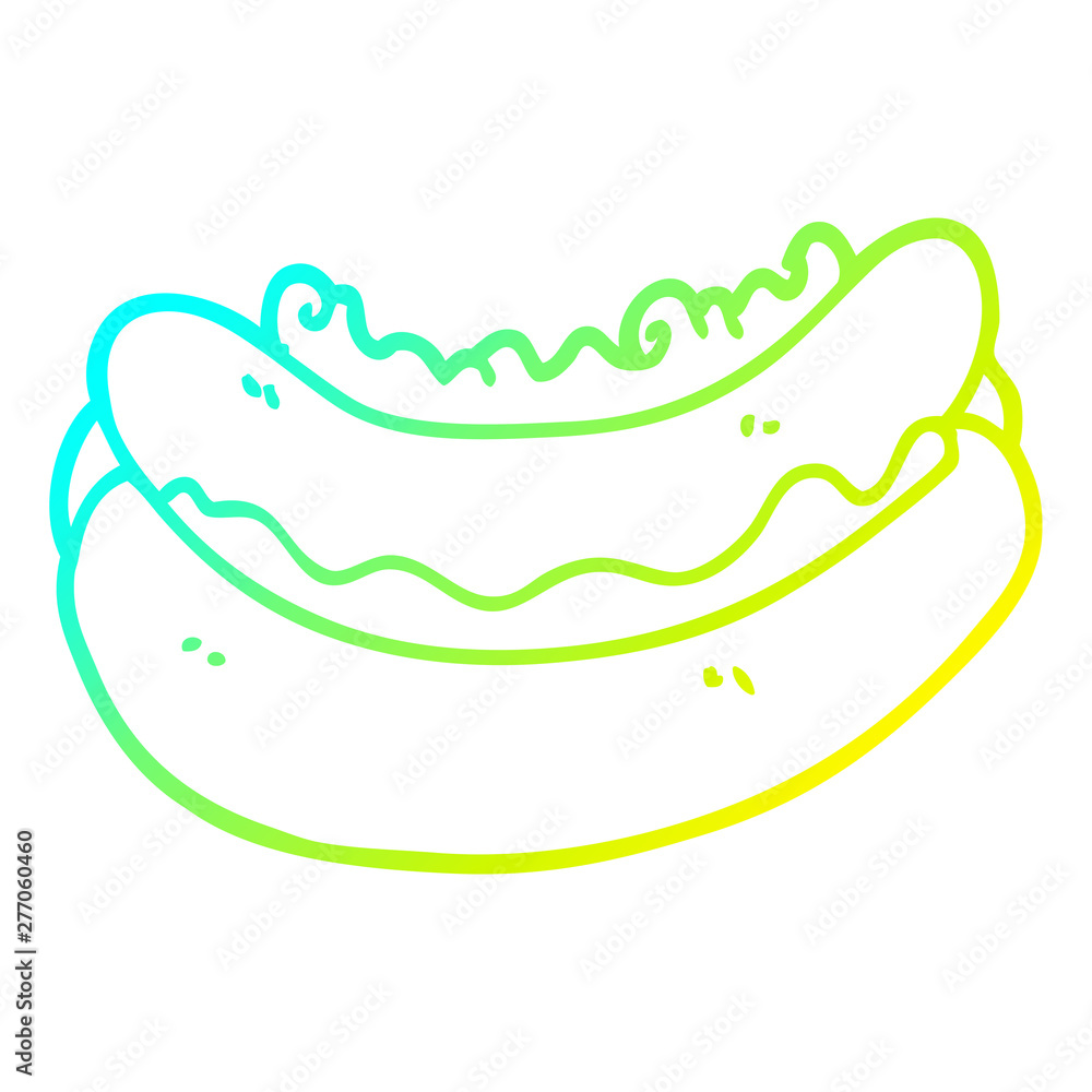 cold gradient line drawing cartoon hotdog cold gradient line drawing cartoon hotdog