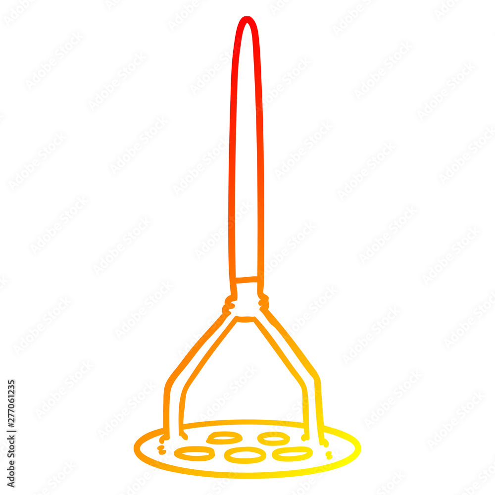 warm gradient line drawing cartoon potato masher warm gradient line drawing cartoon potato masher