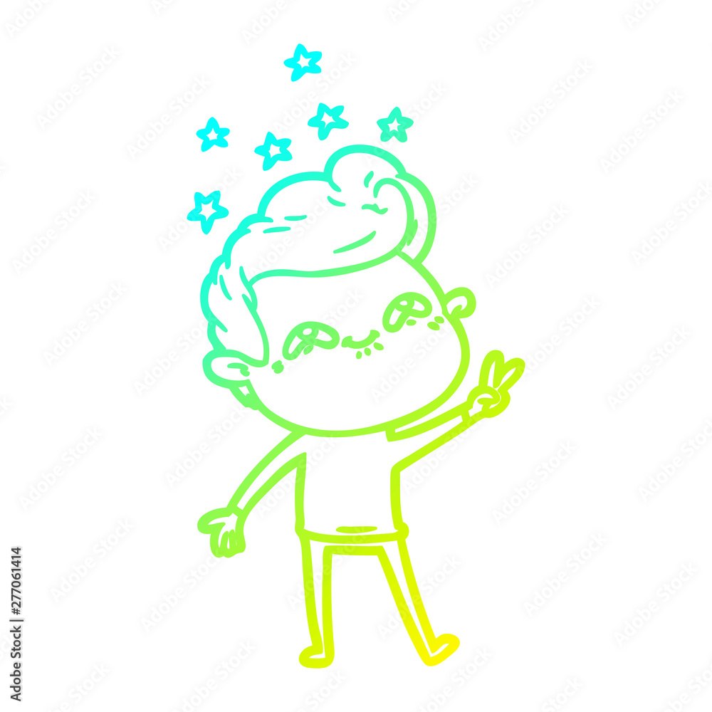 cold gradient line drawing cartoon excited man cold gradient line drawing cartoon excited man