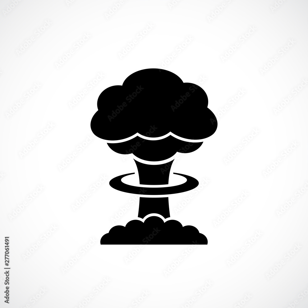 Black silhouette icon of nuclear explosion Black silhouette icon of nuclear explosion
