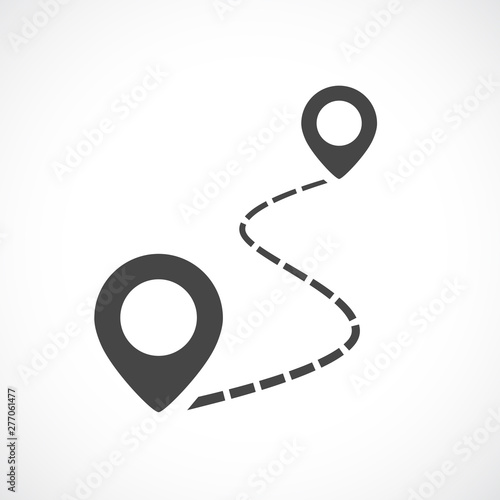 Map distance measuring vector icon
