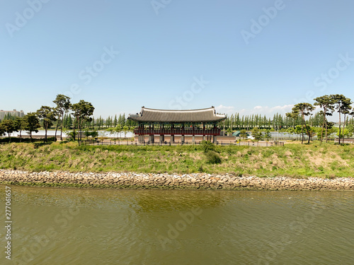 river side and old building