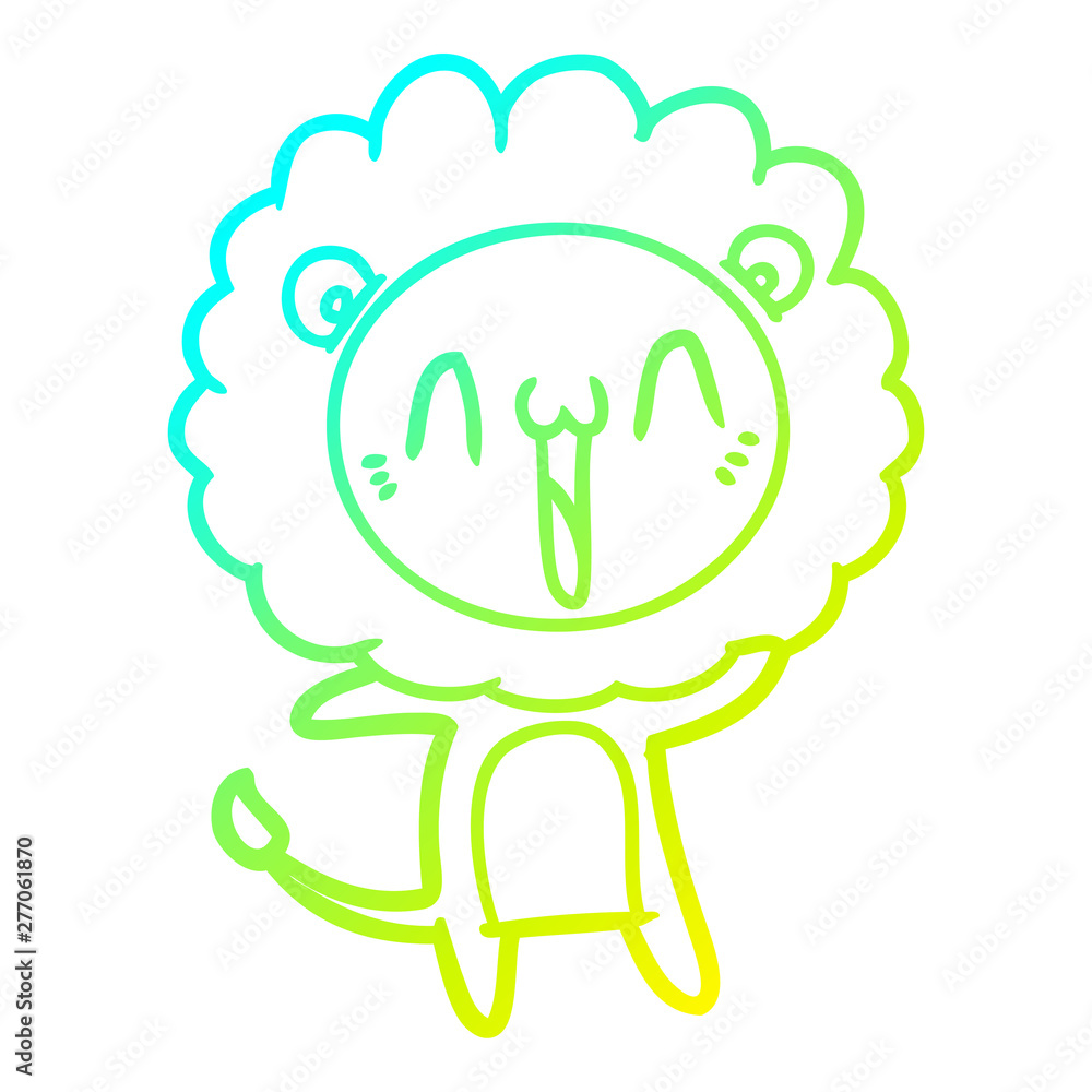 cold gradient line drawing happy cartoon lion cold gradient line drawing happy cartoon lion