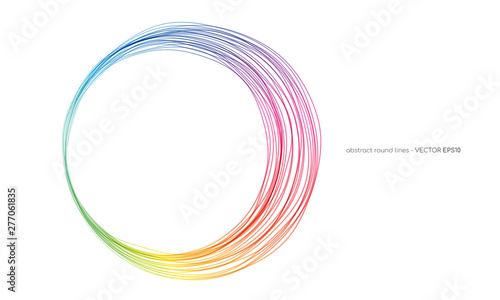Vector abstract circles lines round frame rainbow colorful isolated on white background with empty space for text
