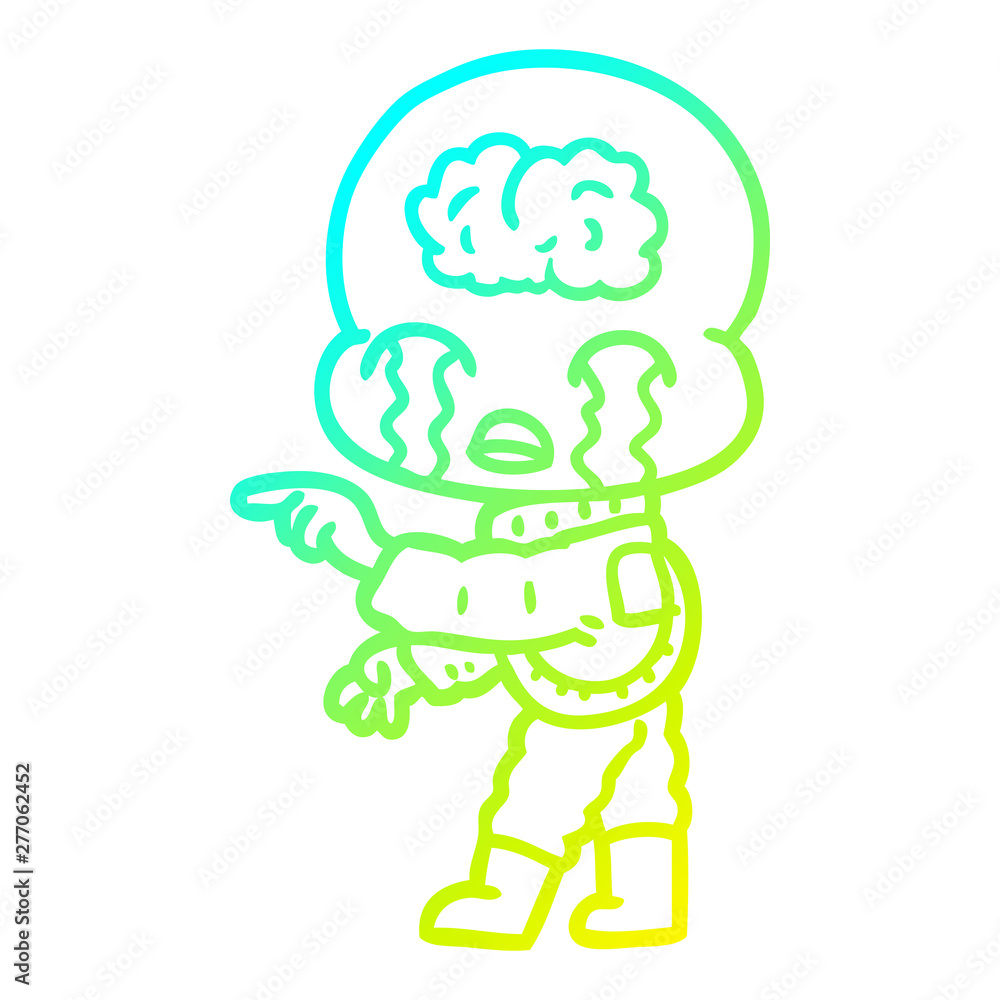 cold gradient line drawing cartoon big brain alien crying and pointing cold gradient line drawing cartoon big brain alien crying and pointing