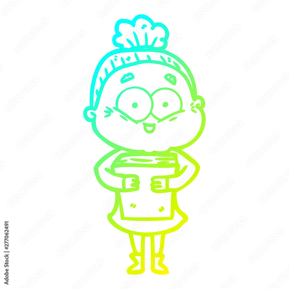 cold gradient line drawing cartoon happy old woman cold gradient line drawing cartoon happy old woman