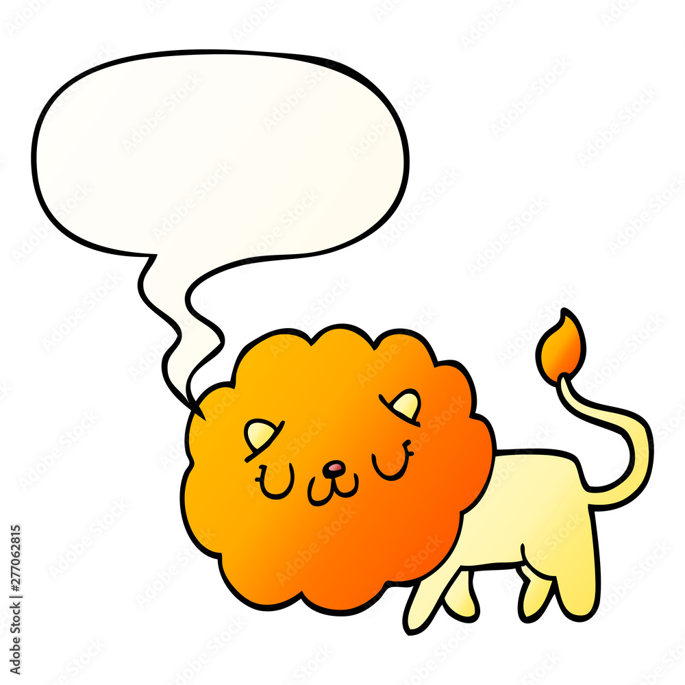 cartoon lion and speech bubble in smooth gradient style cartoon lion and speech bubble in smooth gradient style