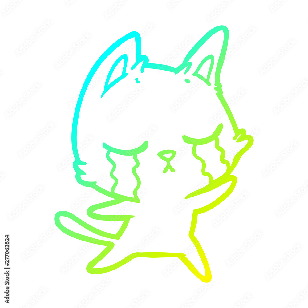 cold gradient line drawing crying cartoon cat cold gradient line drawing crying cartoon cat