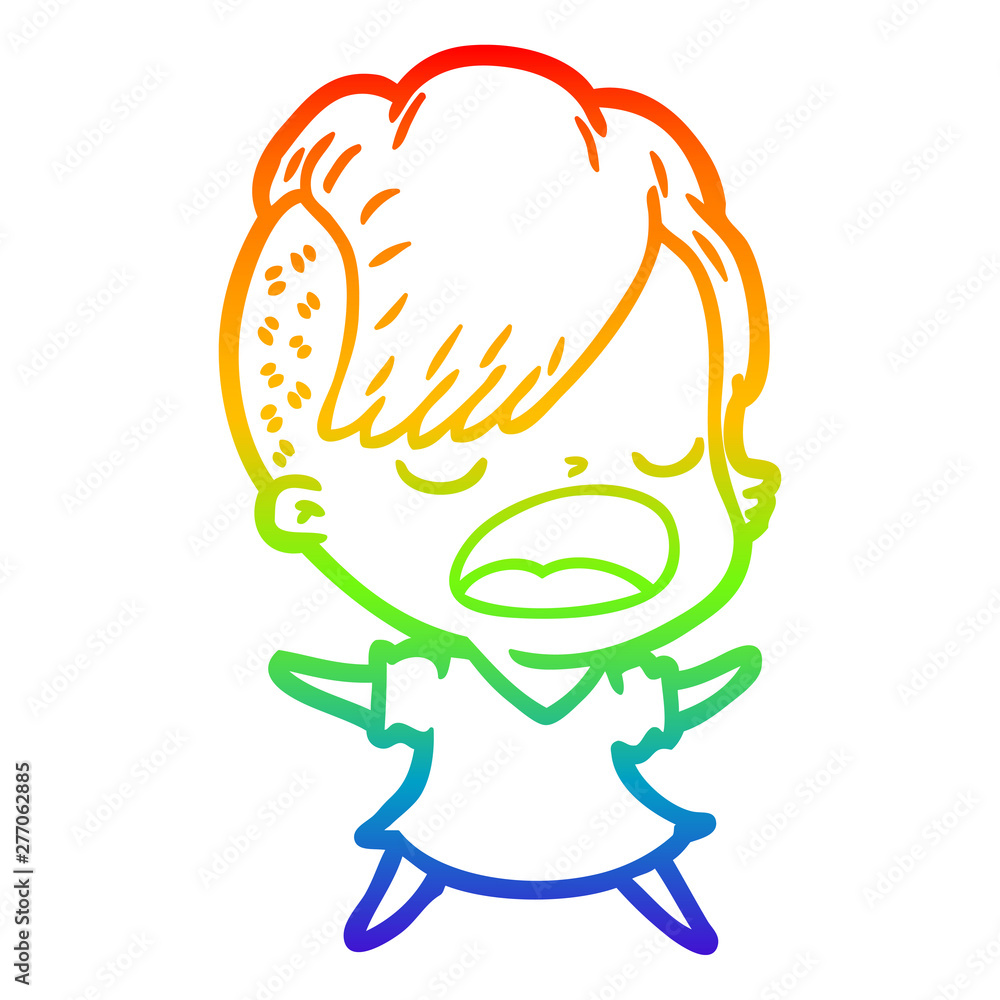 rainbow gradient line drawing cartoon cool hipster girl talking rainbow gradient line drawing cartoon cool hipster girl talking