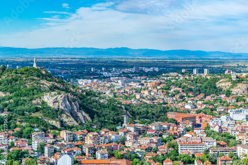 Cityscape of Plovdiv with Bunardzhika hill, Bulgaria photo