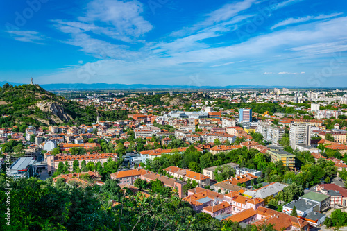 Cityscape of Plovdiv with Bunardzhika hill, Bulgaria photo