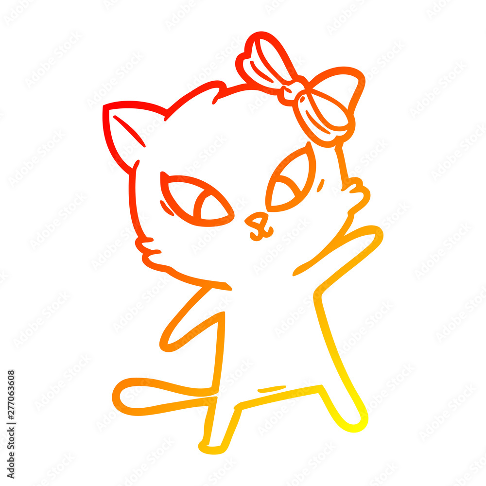 warm gradient line drawing cartoon cat warm gradient line drawing cartoon cat