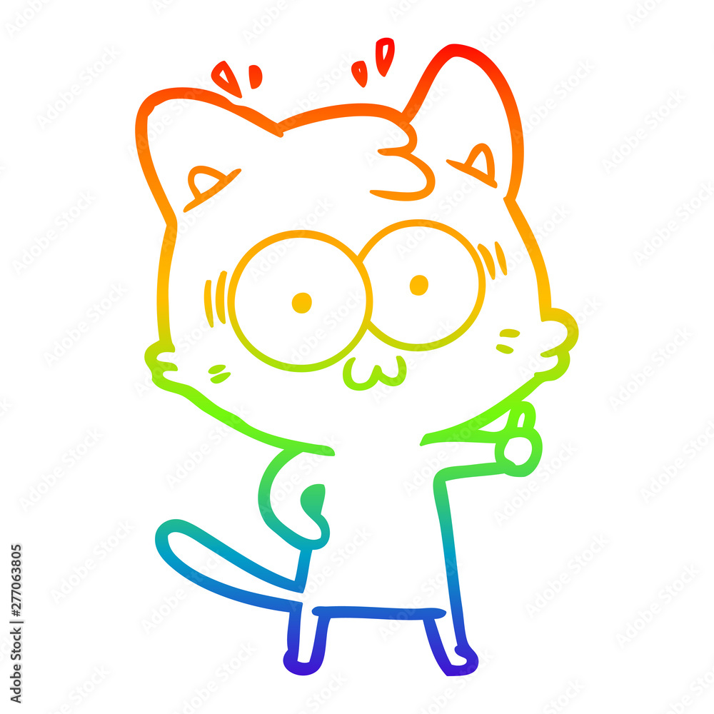 rainbow gradient line drawing cartoon surprised cat rainbow gradient line drawing cartoon surprised cat