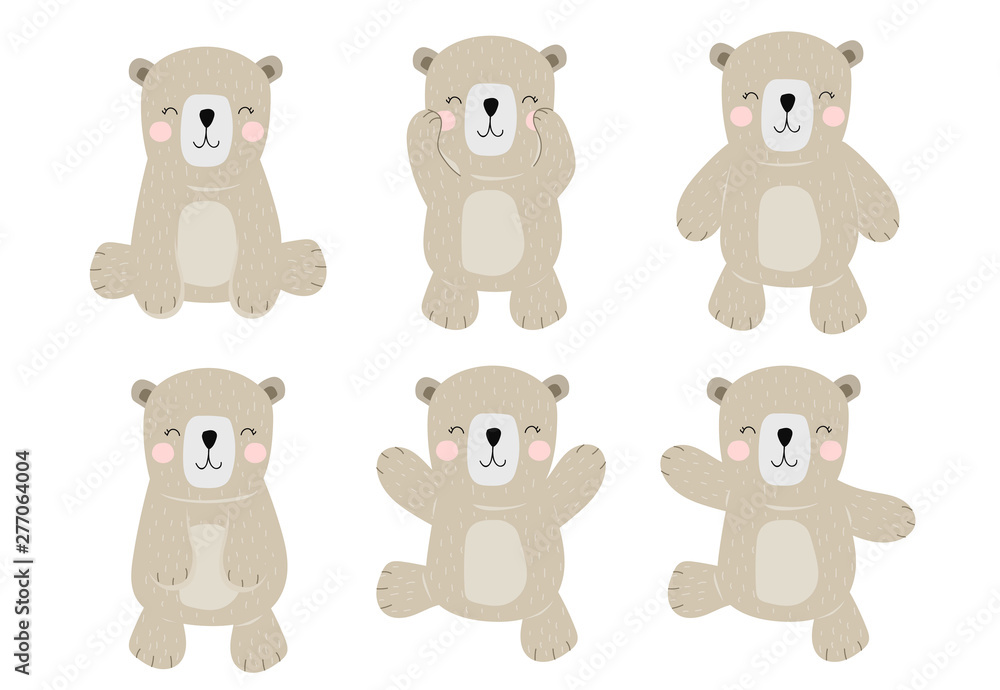 Simple brown bear character.Vector illustration character doodle cartoon Simple brown bear character.Vector illustration character doodle cartoon