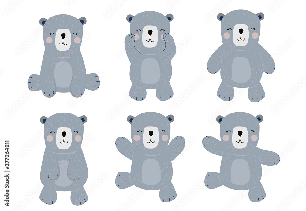Simple blue bear character.Vector illustration character doodle cartoon Simple blue bear character.Vector illustration character doodle cartoon