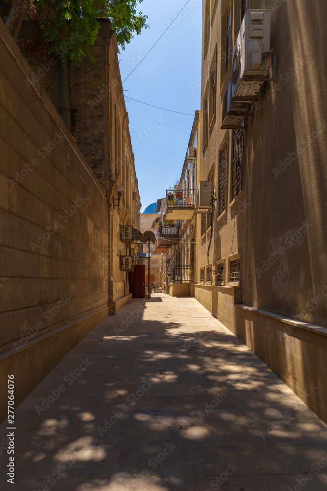 Fototapeta premium Narrow streets in the old city-fortress in Baku