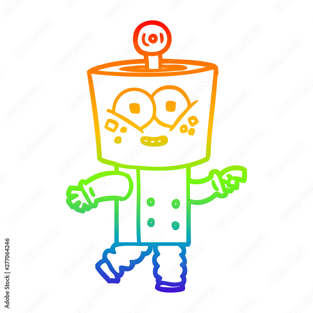 rainbow gradient line drawing happy cartoon robot pointing rainbow gradient line drawing happy cartoon robot pointing