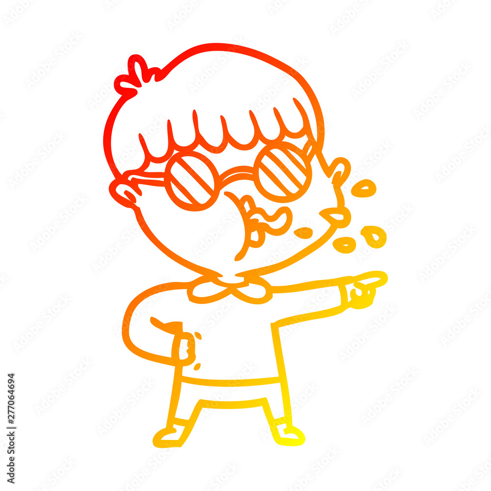 warm gradient line drawing cartoon boy wearing spectacles and pointing warm gradient line drawing cartoon boy wearing spectacles and pointing