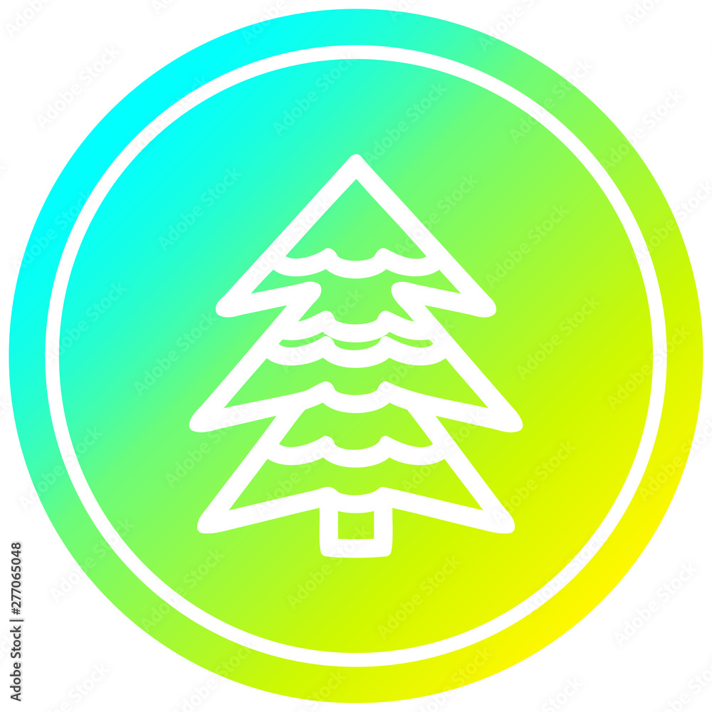 snowy tree circular in cold gradient spectrum snowy tree circular in cold gradient spectrum