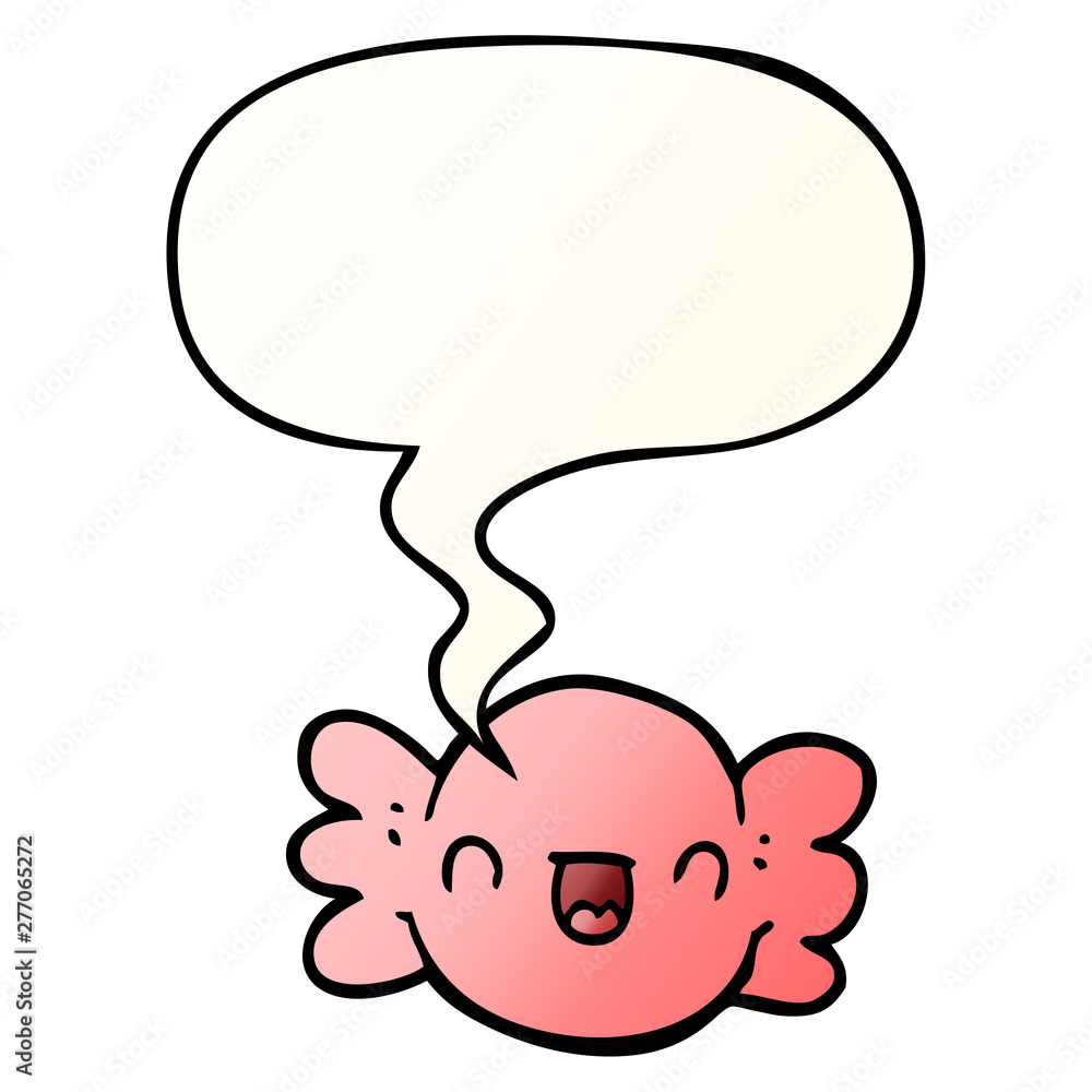 cartoon wrapped candy and speech bubble in smooth gradient style cartoon wrapped candy and speech bubble in smooth gradient style