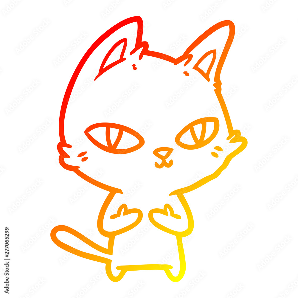 Obraz premium warm gradient line drawing cartoon cat staring