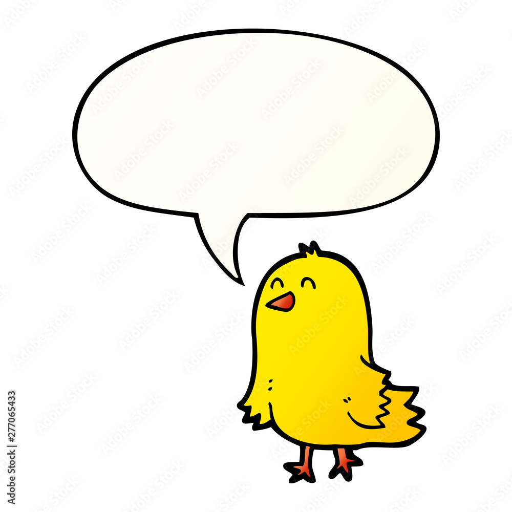 cartoon bird and speech bubble in smooth gradient style cartoon bird and speech bubble in smooth gradient style