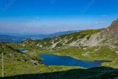 The Twin and trefoil lakes, part of the seven rila lakes natural park in Bulgaria photo
