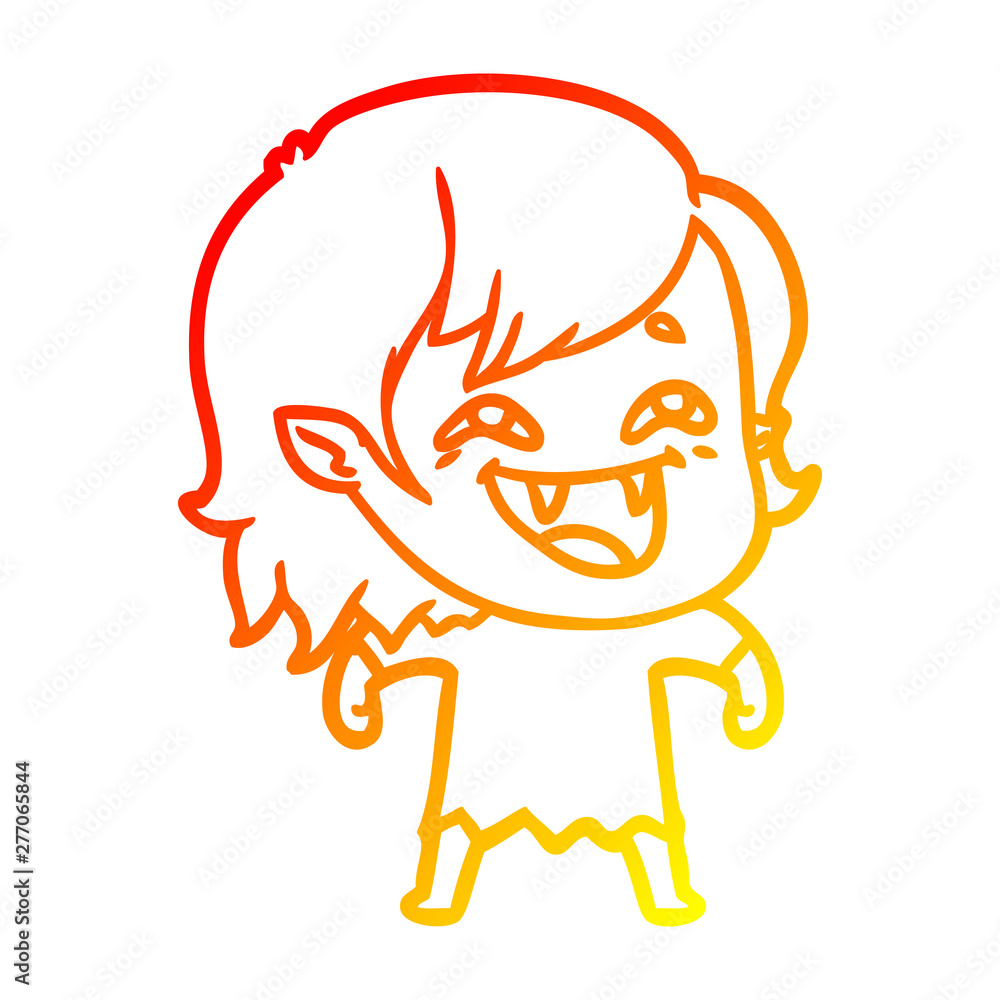 warm gradient line drawing cartoon laughing vampire girl warm gradient line drawing cartoon laughing vampire girl