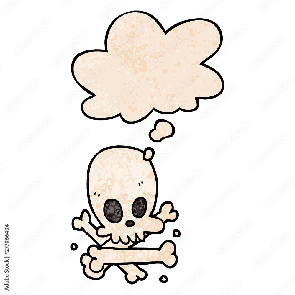 cartoon skull and bones and thought bubble in grunge texture pattern style cartoon skull and bones and thought bubble in grunge texture pattern style