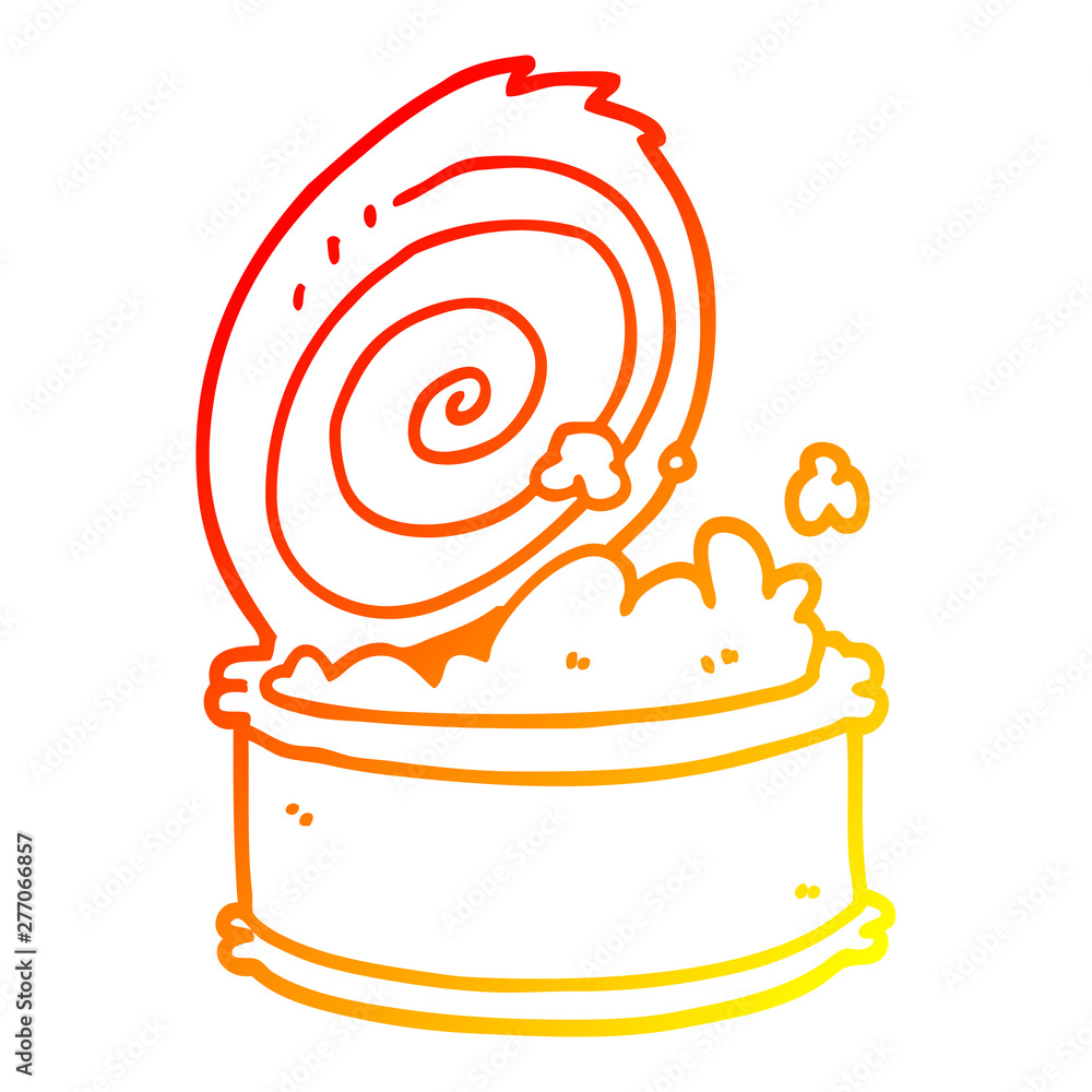 warm gradient line drawing cartoon canned fish